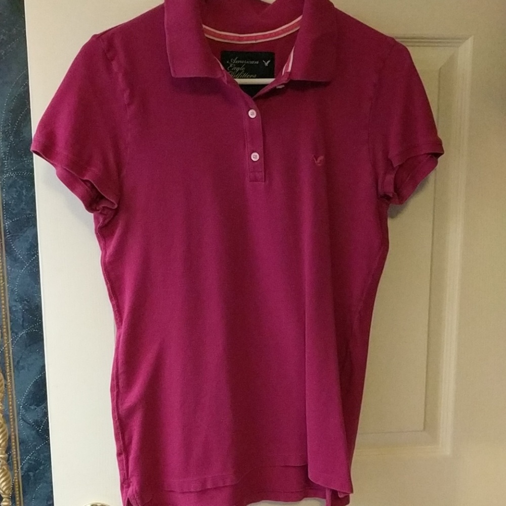 $15 EUC American Eagle pink polo shirt